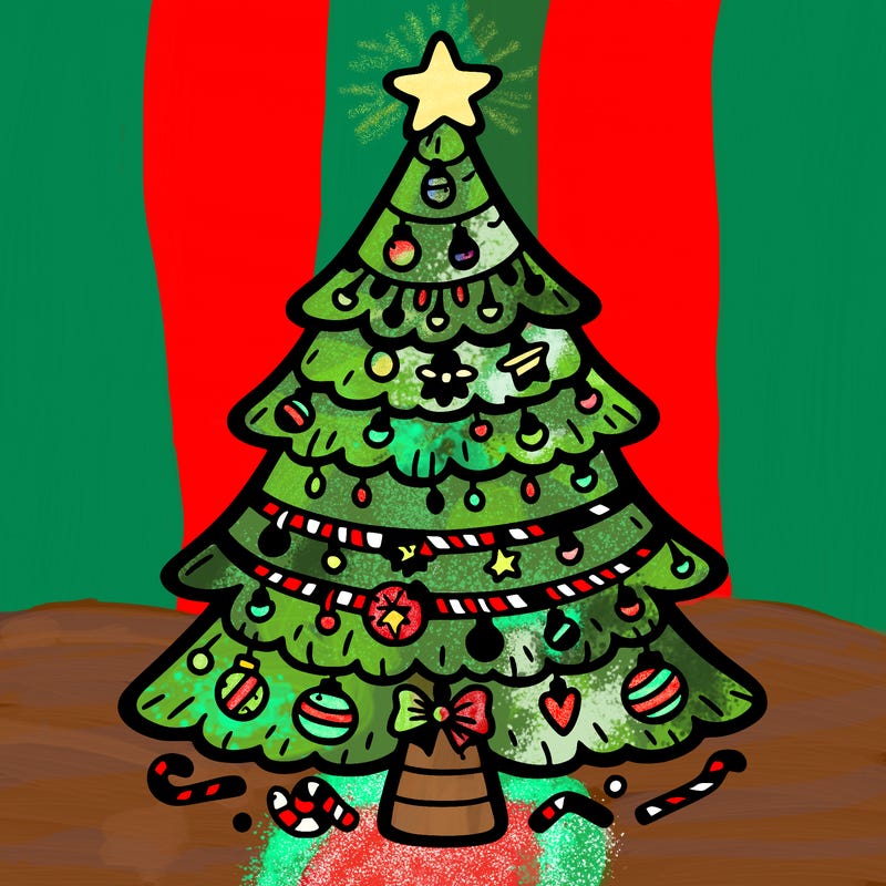 christmas tree with lots of details