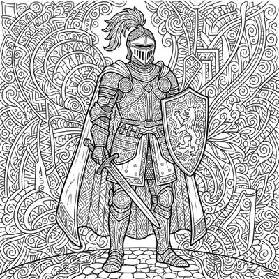 Embark on a creative quest with this stunning Zentangle Medieval Knight coloring page. Immerse yourself in intricate patterns as you bring this valiant warrior to life.
