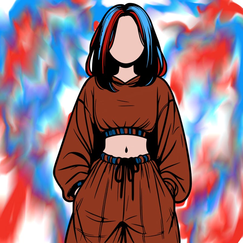 realistic girl faceless with baggy pants and a crop top