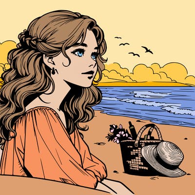 realistic girl at the beach