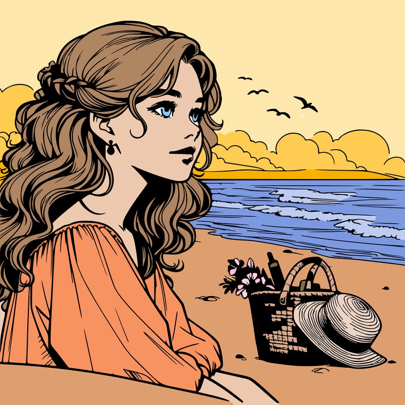 realistic girl at the beach