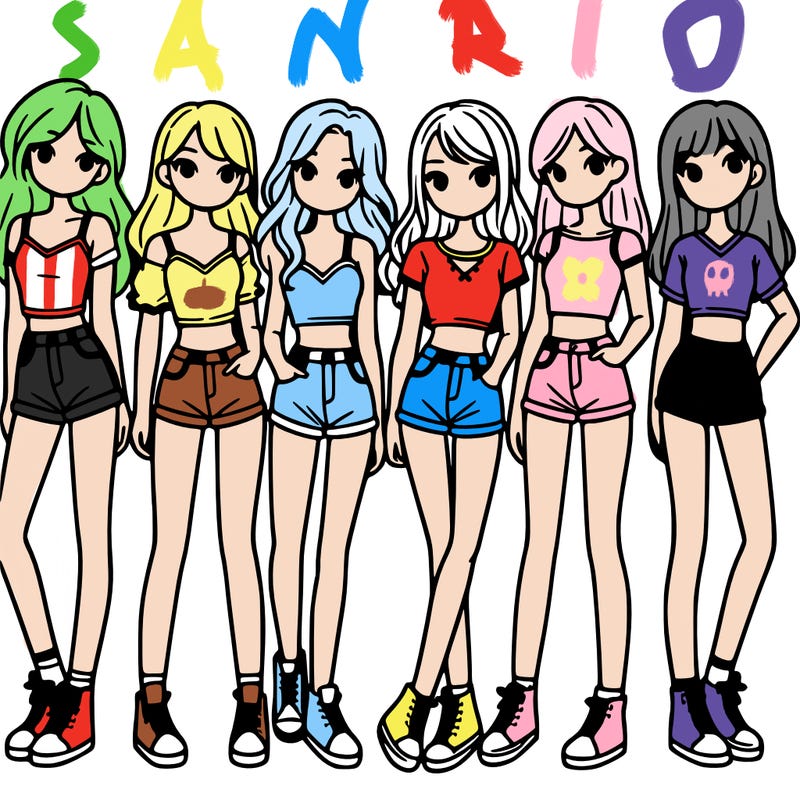 a group of girls wearing crop tops and shorts