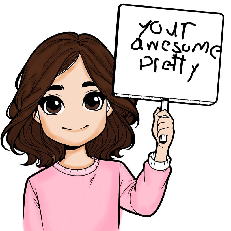 realistic girl holding up a sign