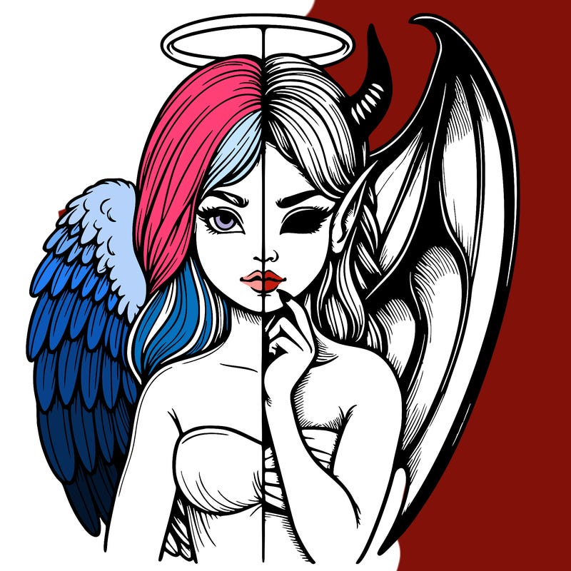 realistic angel half demon