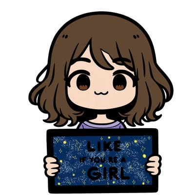 a cute girl holding a sign that says like if you’re a girl