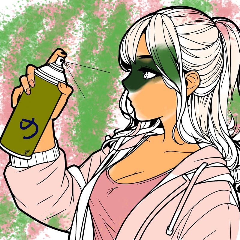 a realistic girl spray, painting