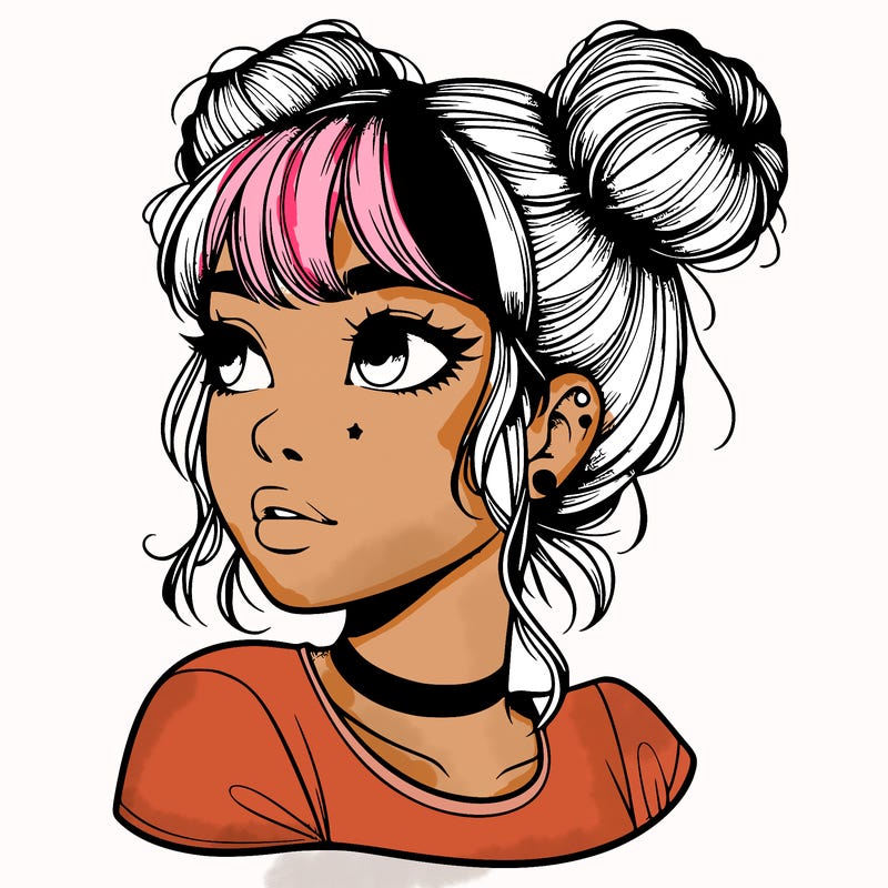 realistic girl with spacebuns