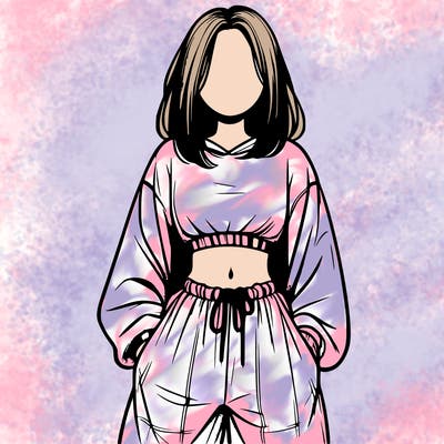 realistic girl faceless with baggy pants and a crop top