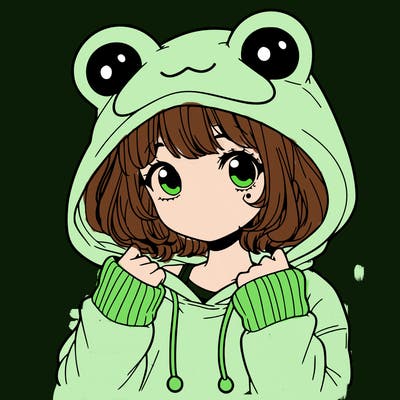 a cute teenage girl wearing a frog hoodie