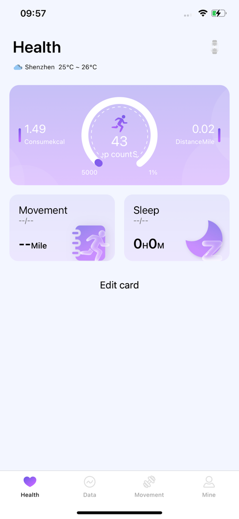 OFITPRO health dashboard showing steps calories and sleep data