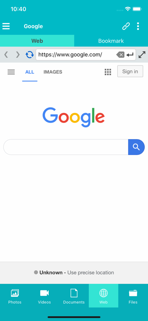 Interface de navigateur Web intégrée dans l'application NovoConnect montrant la page de recherche Google pour la collaboration sans fil.