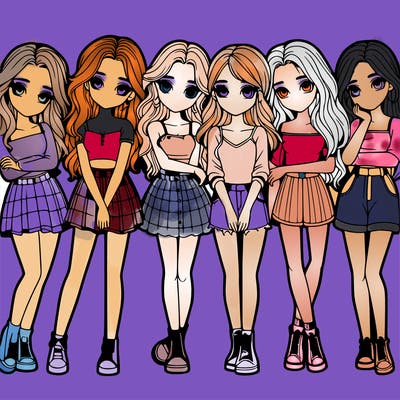 a group of girls realistic