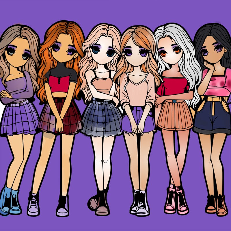 a group of girls realistic