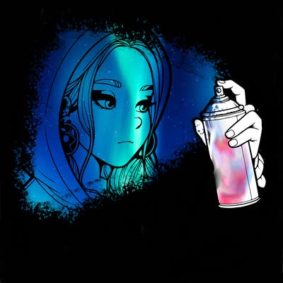 a realistic girl, spray painting