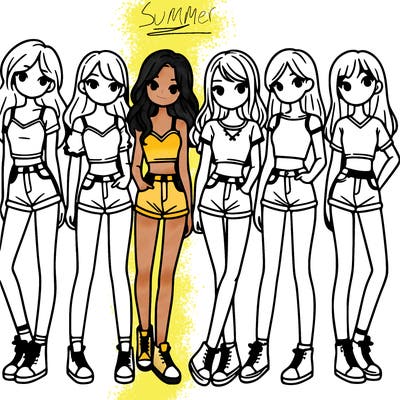 a group of girls wearing crop tops and shorts