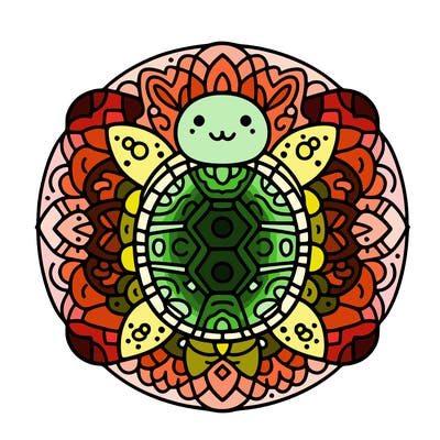 a turtle mandala minimalist style