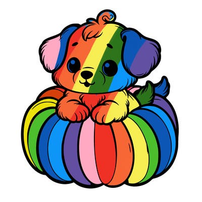 cute little puppy in a pumpkin