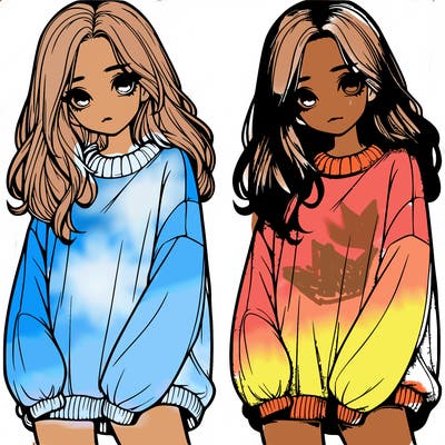 realistic girl with baggy sweater