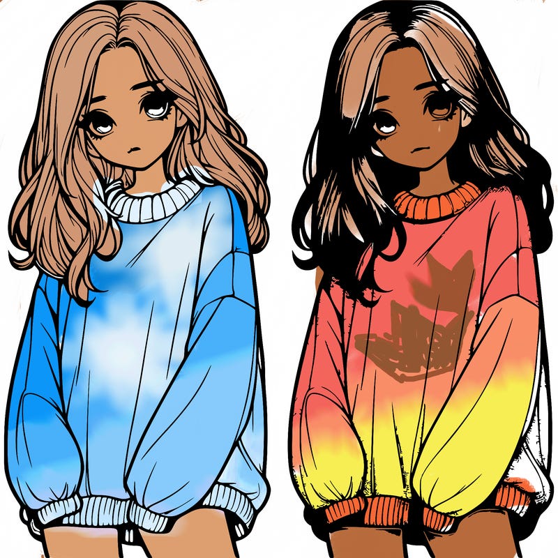 realistic girl with baggy sweater