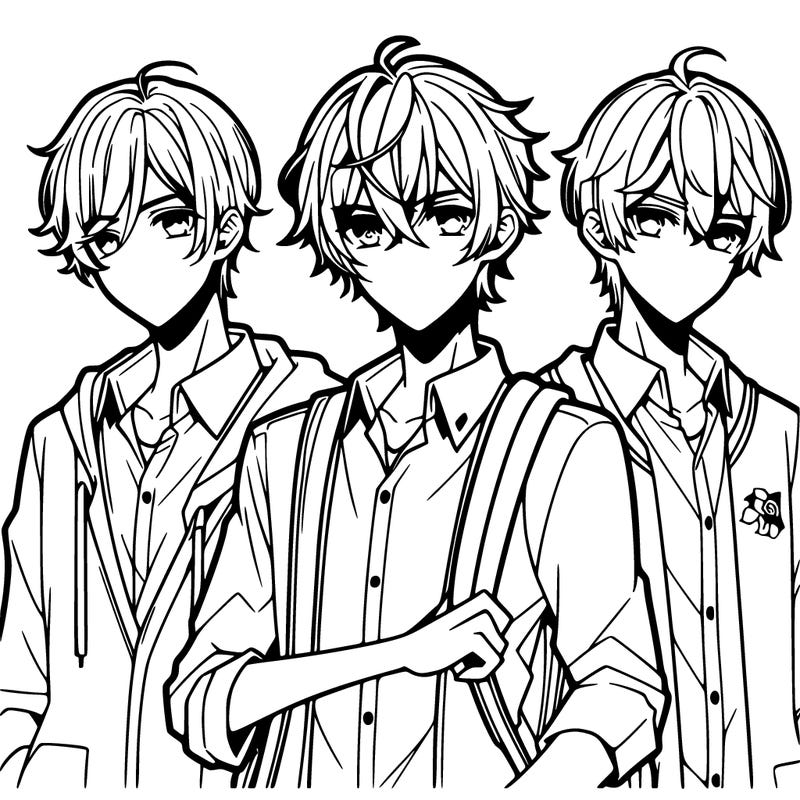 trio of anime boys