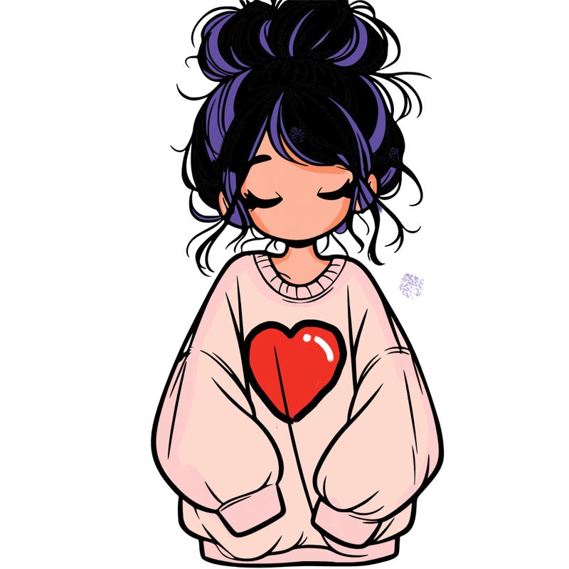 girl with baggy sweatshirt and messy bun