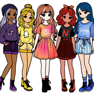 a group of five girls