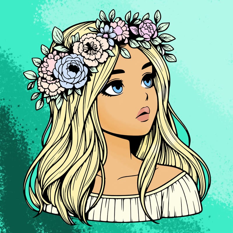 realistic girl with a flower crown