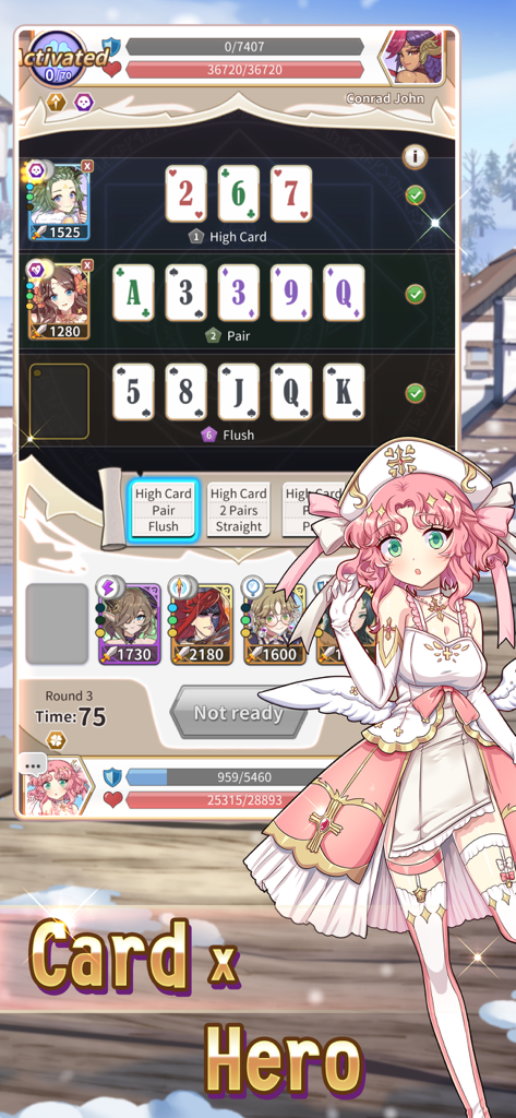 Reversal of Deck - Strategic card battle in Reversal of Deck combining poker hands and anime heroes.