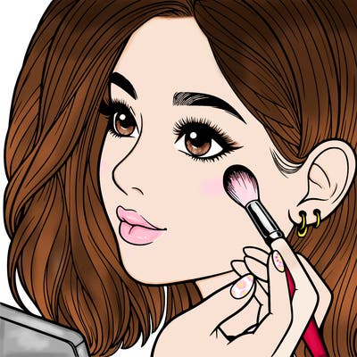 a realistic girl doing her makeup