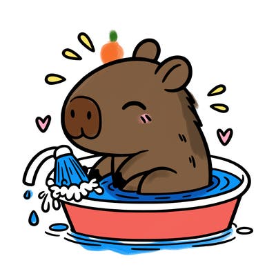 capybara taking a bath
