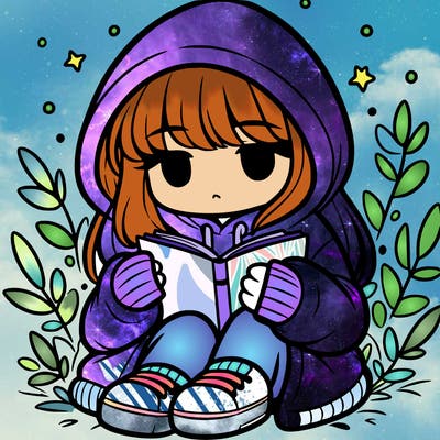 girl in oversized hoodie reading a book