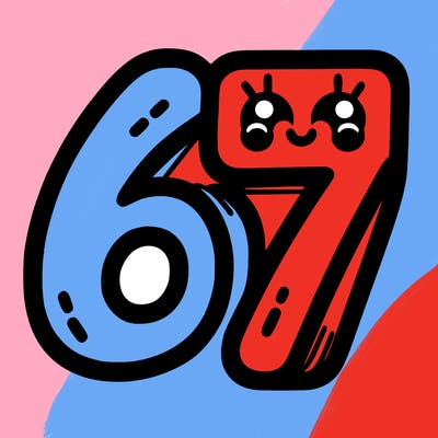 the numbers 67