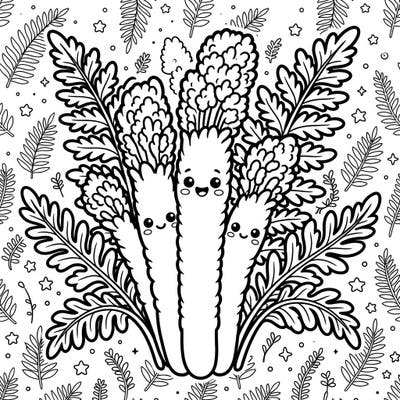 Embrace the cuteness of nature with our delightful Kawaii Cinnamon Ferns coloring page. This charming design, featuring friendly fern characters, promises a joyful and relaxing artistic escape for all.