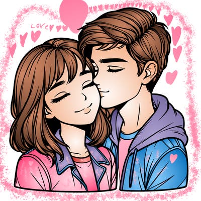 realistic girl and boy  love