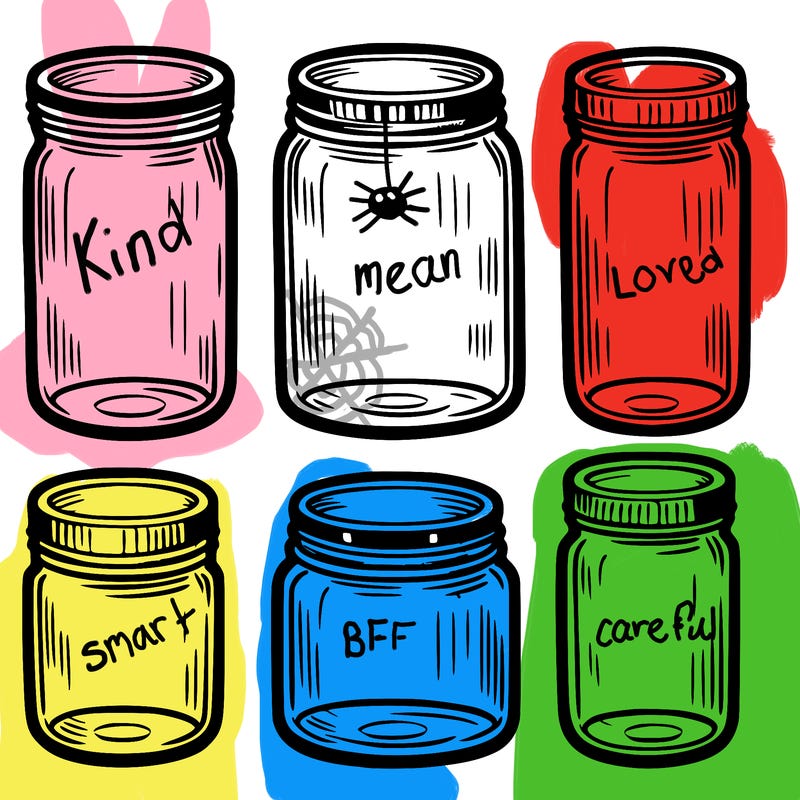 6 empty jars the same size