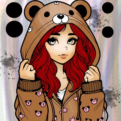 realistic girl in a animal pjs hoodie
