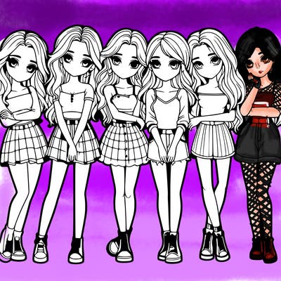 a group of girls realistic