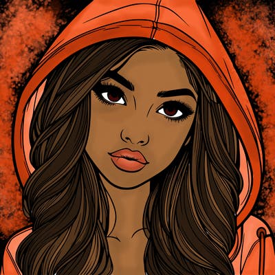 realistic beautiful girl with a hood on