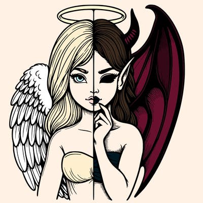 realistic angel half demon