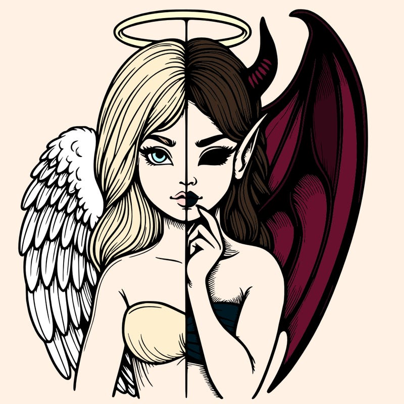 realistic angel half demon