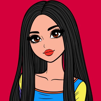 realistic girl with straight and long hair