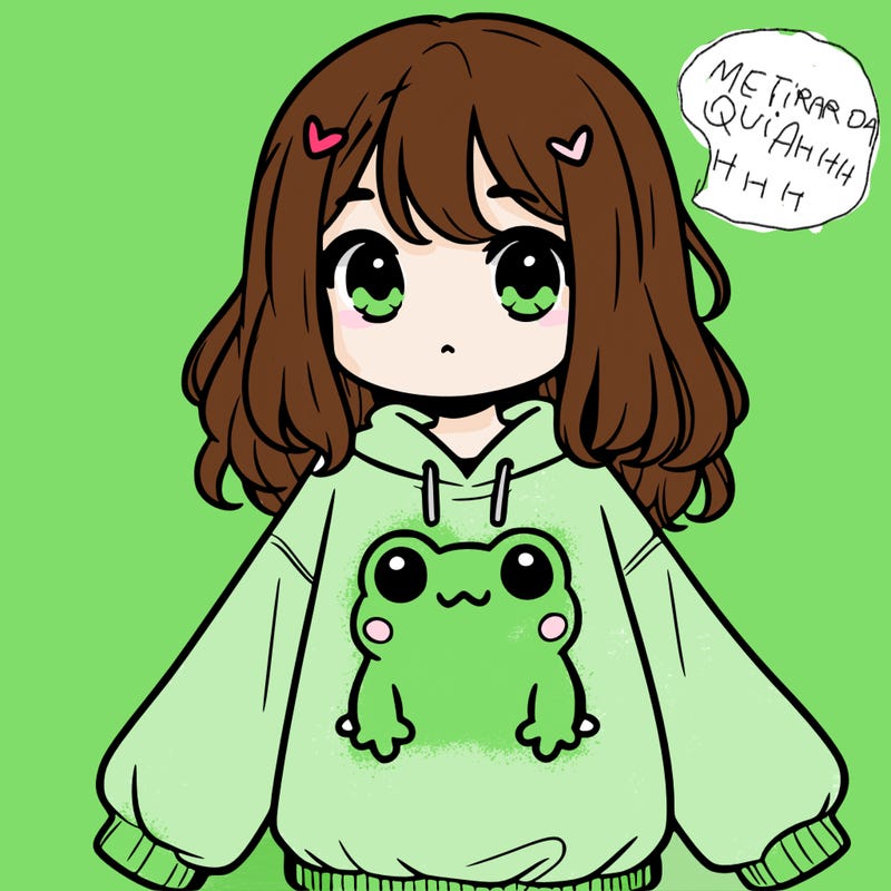girl wearing frogging sweatshirt