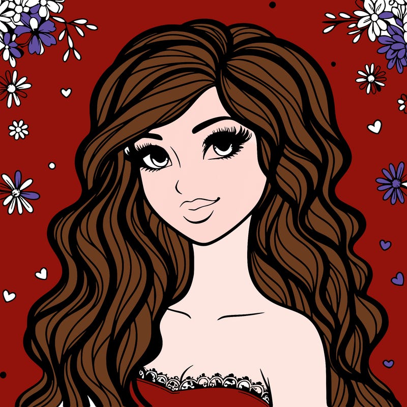 pretty woman with long wavy hair