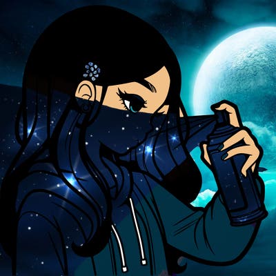 a realistic girl spray painting