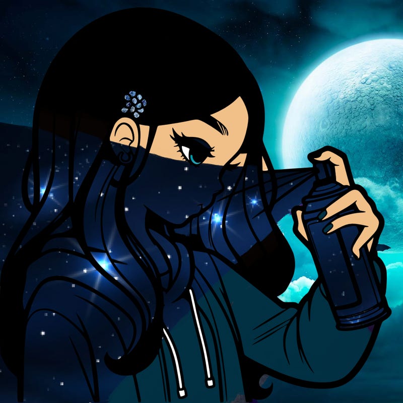 a realistic girl spray painting