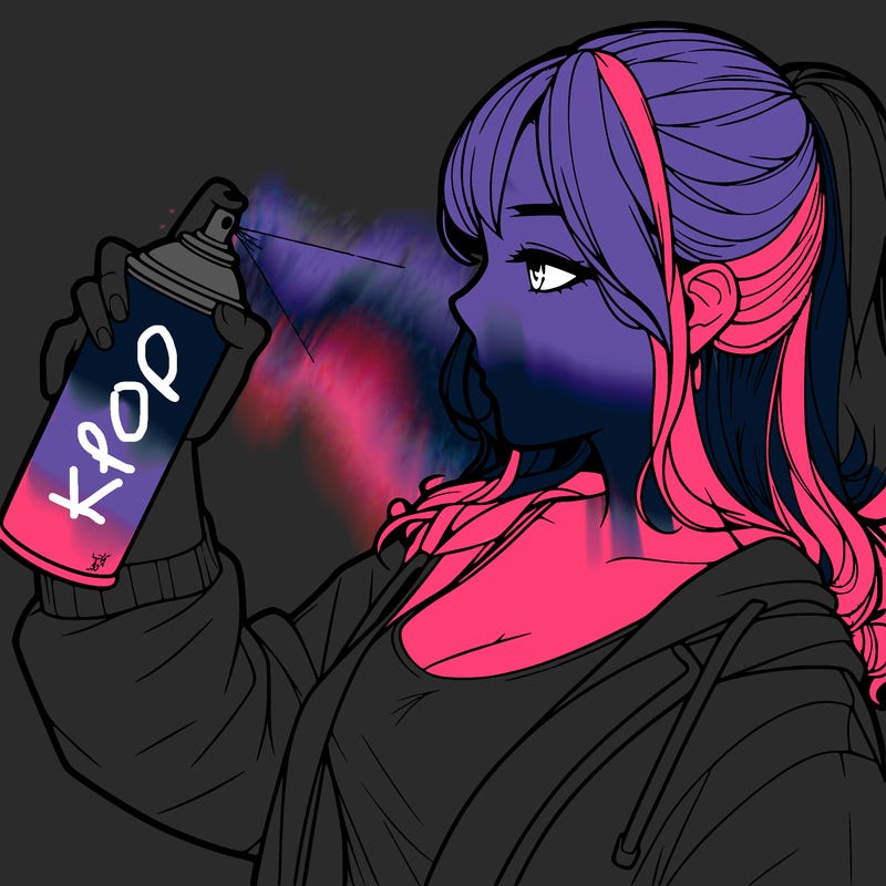 a realistic girl spray, painting