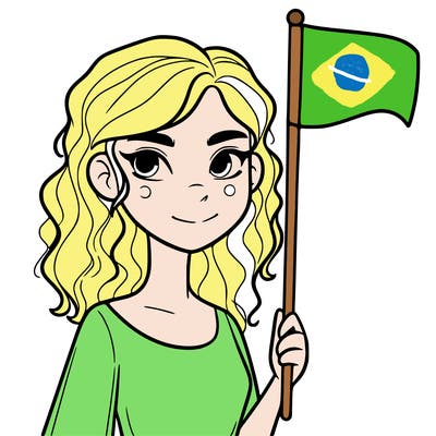 hot girl holding a flag