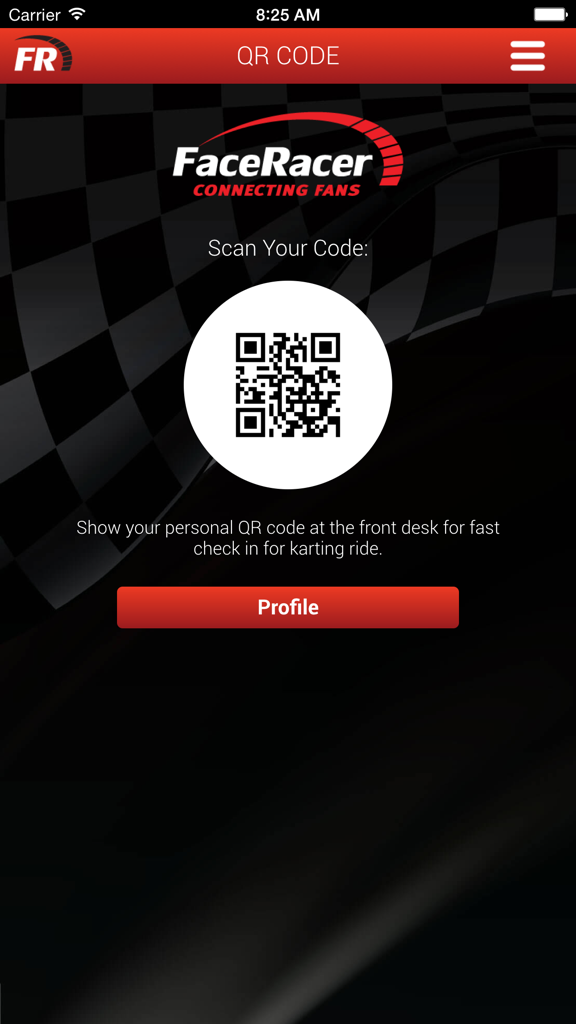 RaceFacer personal QR code for fast track check in