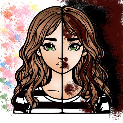 realistic girl split 2 side