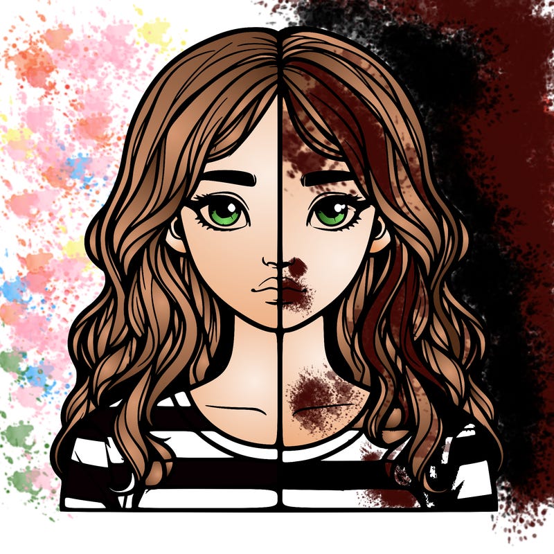 realistic girl split 2 side